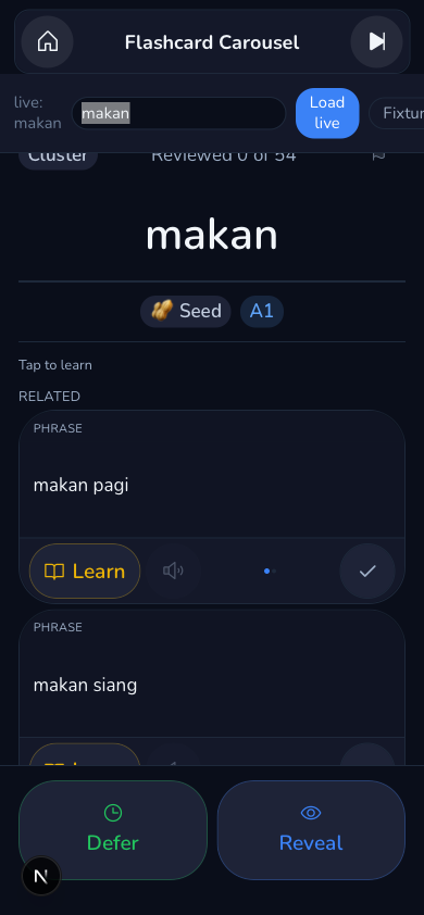 makan's card: the instruction line, no Forms section